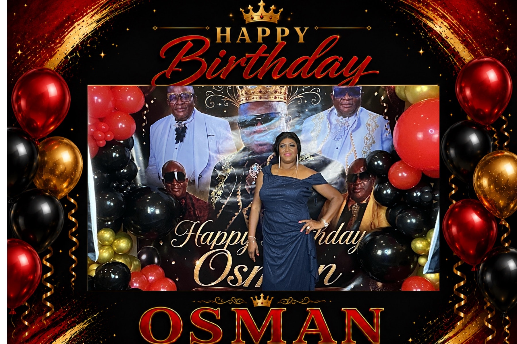 Guest posing at Happy Birthday Osman photo booth print
