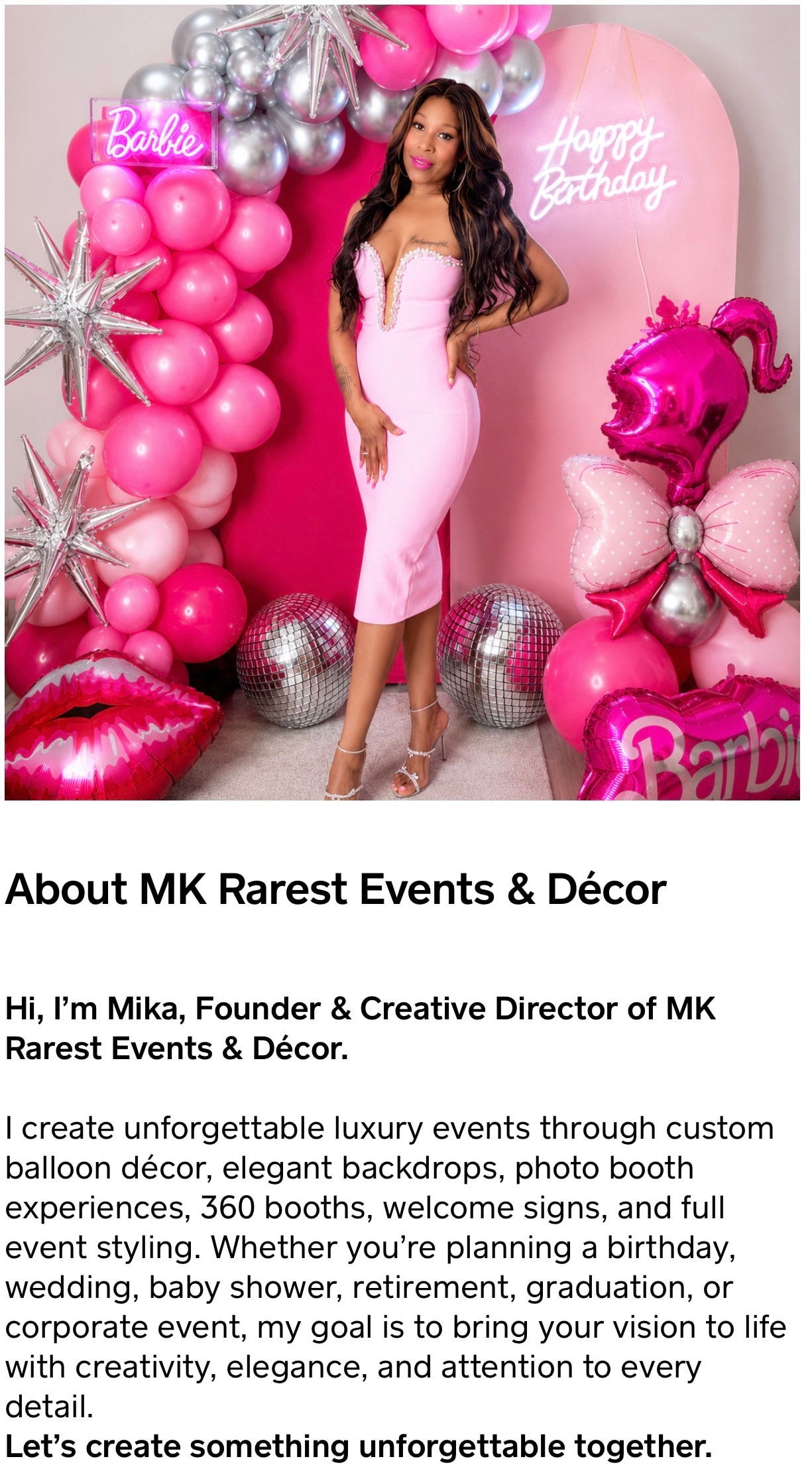 Mika, Founder & Creative Director of MK Rarest Events Decor
